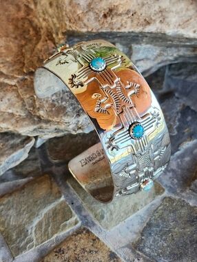 Sterling Silver SIGNED ZIA cuff Bracelet